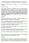 Modelo de Termo de Ação de Suprimento de Certidão de Nascimento e Casamento