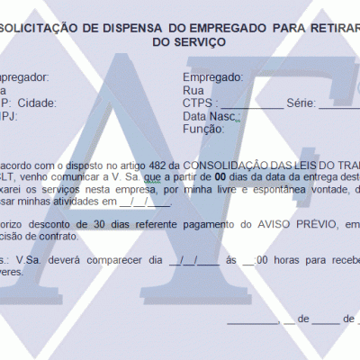 Modelo de Carta Pedido Demissão pelo Funcionário