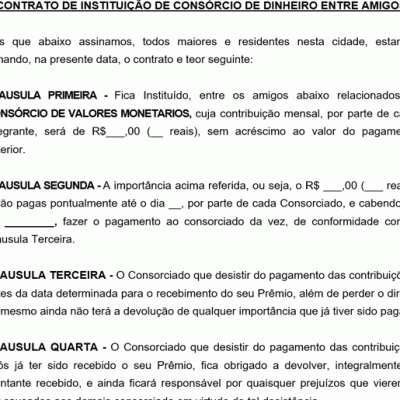 Exemplo de Consórcio de Dinheiro entre amigos