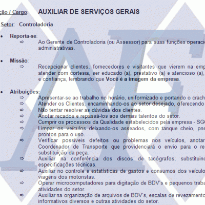 Modelo de Descrição de Cargo - Auxiliar de Serviços Gerais