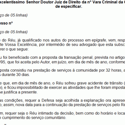 Exemplo de Petição Justificativa de não Cumprimento da 