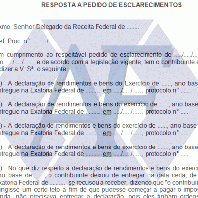 Exemplo de Requerimento - Resposta a Pedido de Esclarecimentos