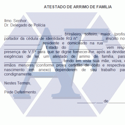Modelo de Requerimento - Atestado de Arrimo de Família