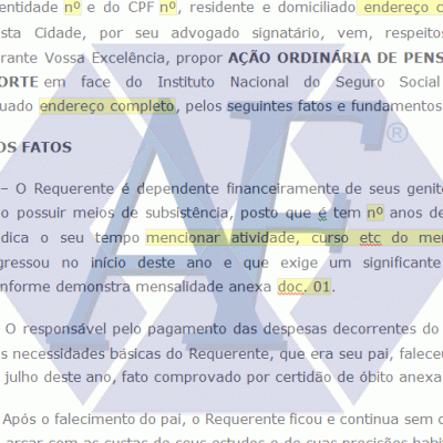 Exemplo de Petição Requerimento Pensão por Morte do 