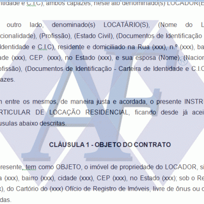 Exemplo de Contrato de Locação Residual com Seguro Fiança 