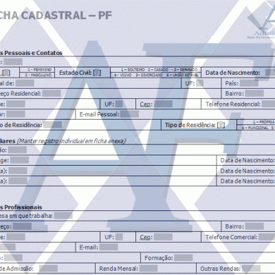 Exemplo de Formulário para dados cadastral - Pessoa Física