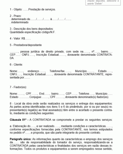 Modelo de Contrato de Prestação de Serviços Reforma de Imóvel