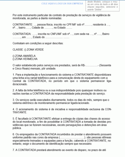 Modelo de Contrato de Prestação de Serviços de Vigilância por Prazo Determinado