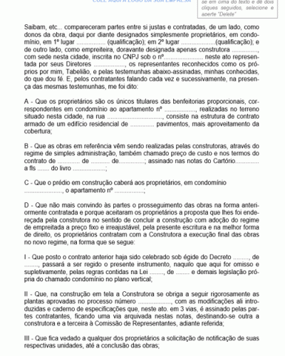 Modelo de Contrato de Prestação de Serviços de Transformação de Contrato