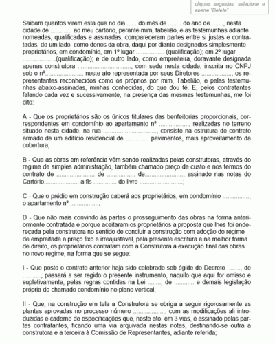 Modelo de Contrato de Prestação de Serviços de Transformação de Contratos de Administração em Empreitada Irreajustável