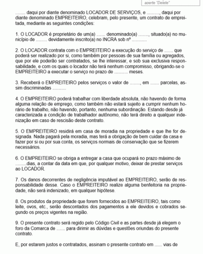 Modelo de Contrato de Obra