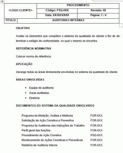 Modelo de Procedimentos de Auditoria