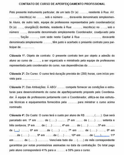 Modelo de Contrato de Adesão de Aperfeiçoamento Profissional