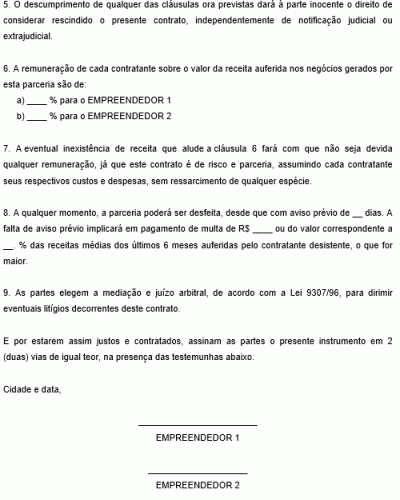 Modelo de Contrato de Parceria Empresarial - Para Diversos Segmentos