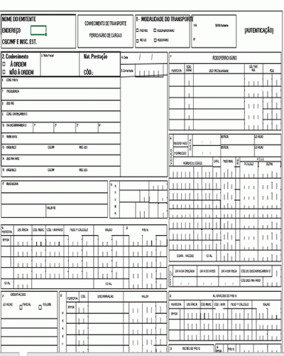 Modelo de Nota Fiscal de Transporte Ferroviário de Carga