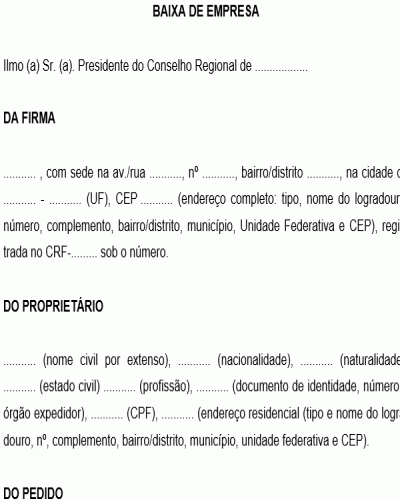 Modelo de Baixa da empresa