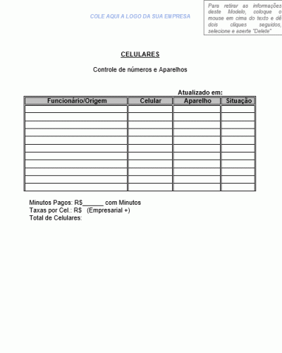 Modelo de Controle de Celulares