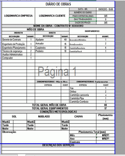 Modelo de Diário de Obra