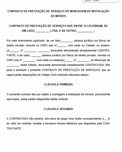 Contrato Padrão para Prestação de Serviço de Montador e Instalador