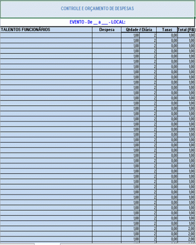 Modelo de Planilha de Controle e Orçamento de Despesas