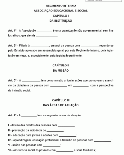 Modelo de Regimento Interno de Associação Educacional e Social