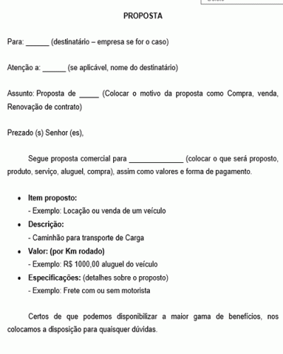 Modelo de Apresentação de Proposta para Evento Único