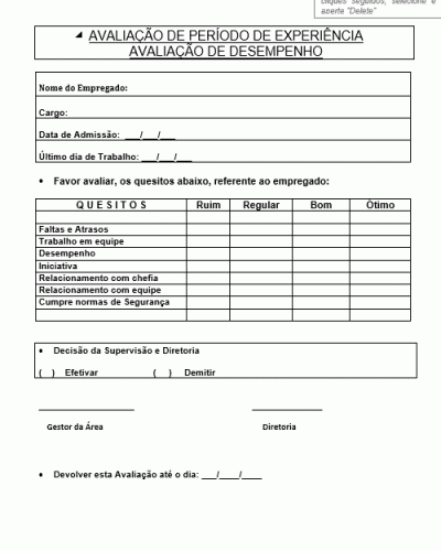 Modelo de Avaliação de Desempenho de Período de Experiência