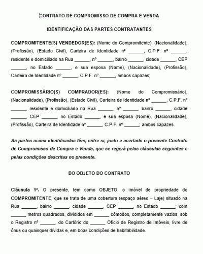 Modelo de Contrato de Compra e Venda de Espaço Aéreo Cobertura