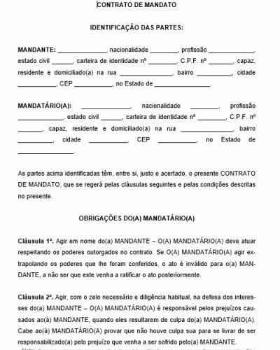 Modelo de Contrato de Mandato