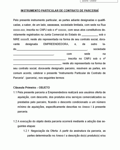 Modelo de Contrato de Compra Conjunta - Parceria - Moai