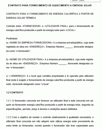 Modelo de Contrato de Fornecimento de Energia Solar