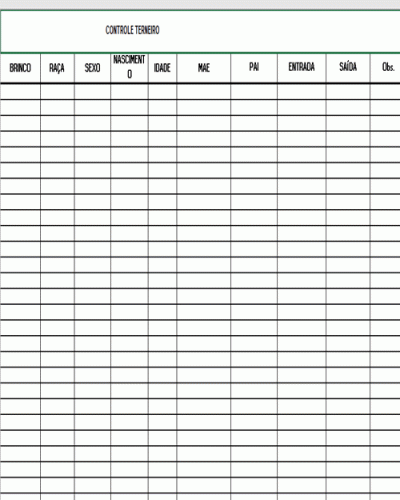 Modelo de Planilha de Controle de Gado