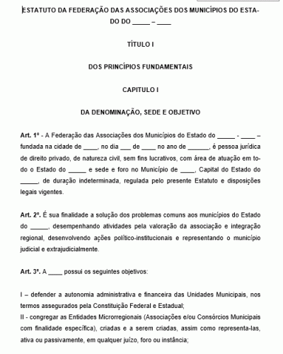 Modelo de Estatuto de Federação de Associação