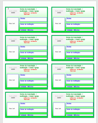 Modelo de Carteirinha de Identificação