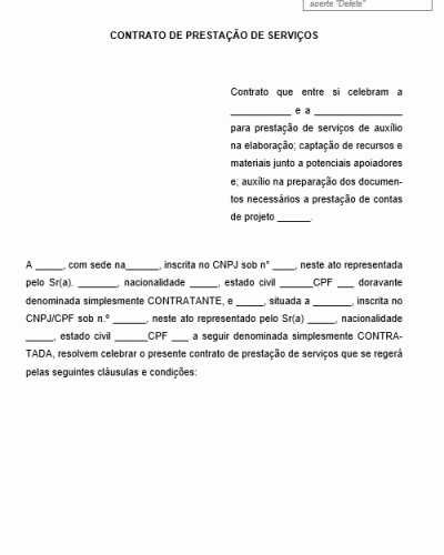 Modelo de Contrato de Prestação de Serviços de Captação de Recursos