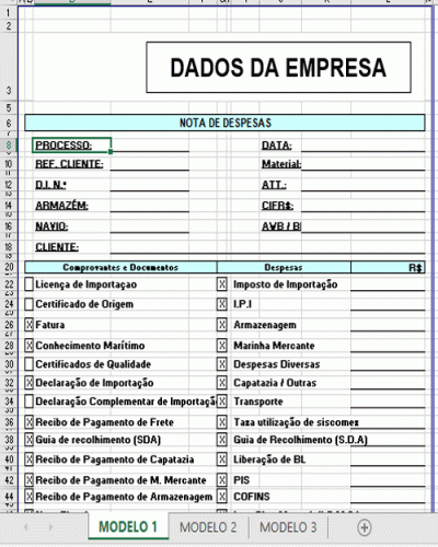 Modelo de Nota de Débito em Excel