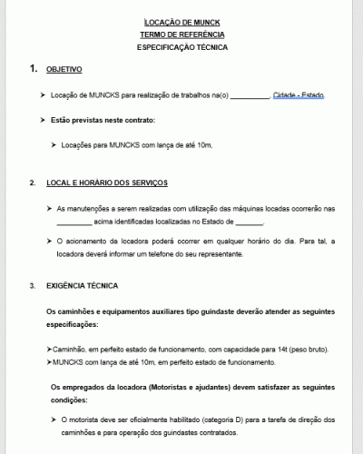 Modelo de Contrato de Locação Aluguel de Caminhão Munck Guindauto