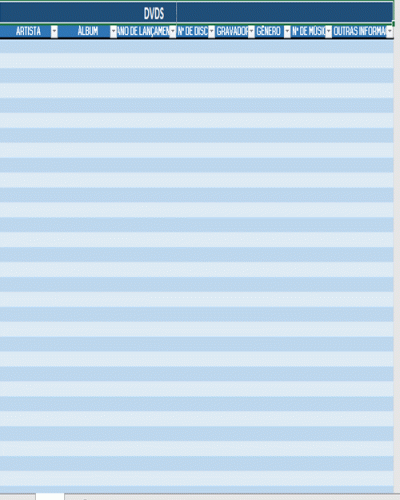 Modelo de Planilha para Controle Cadastro e Organização de DVDs