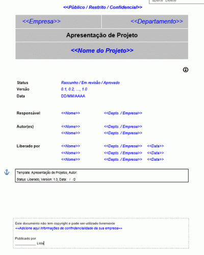 Modelo para Apresentação de Projeto - Completo com 20 Índices e bem detalhado