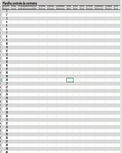 Modelo de Planilha Padrão para Controle de Contratos em geral