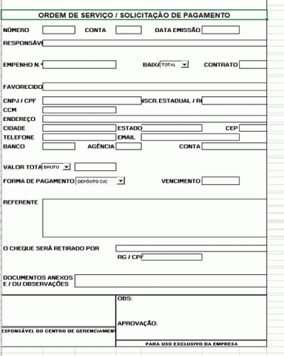 Modelo de Ordem de serviço e solicitação de pagamento