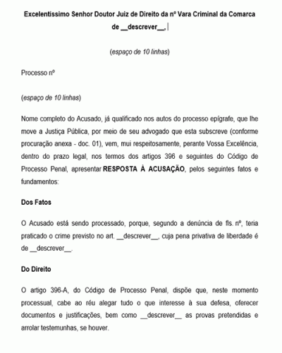 Modelo de Petição para Resposta à acusação - Extinção da punibilidade - Prescrição retroativa antecipada