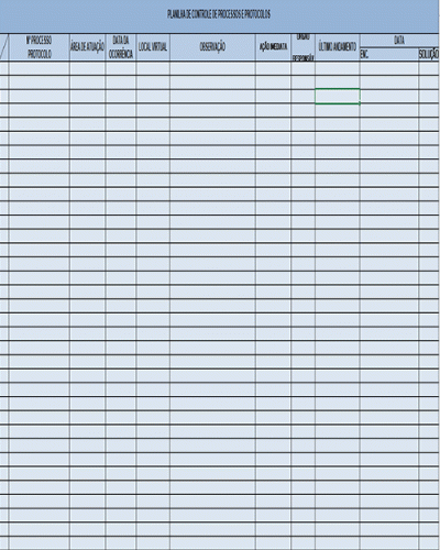 Modelo de Planilha de Controle de Processos e Protocolo