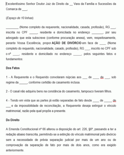 Modelo de Petição de Divórcio Litigioso conforme - Novo CPC Lei 13.105 de 2015