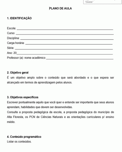 Modelo Básico de Roteiro para elaboração de plano de aula