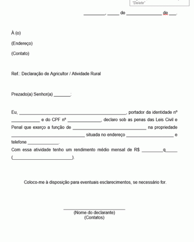 Modelo De Declaracao De Ausencia Na Escolar Por Motivo De Trabalho