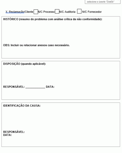 Modelo de Processo da Qualidade - Formulário RAC - Relatório de Ação Corretiva