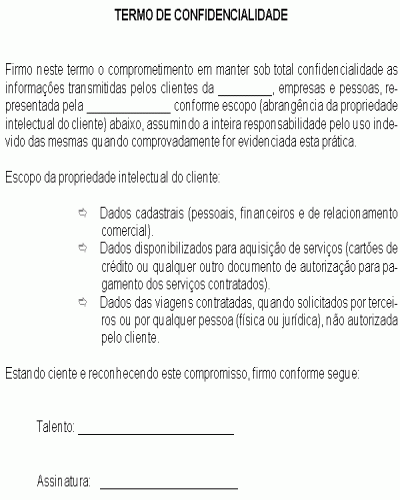 Modelo Termo de Confidencialidade, PDF