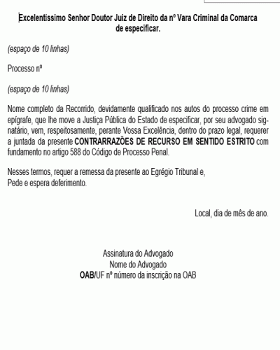 Modelo de Petição Contrarrazões de Recurso em Sentido Estrito Interposto contra Rejeição da Denúncia - Crime de Estupro