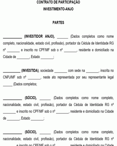 Modelo de Contrato de participação para investimento Anjo